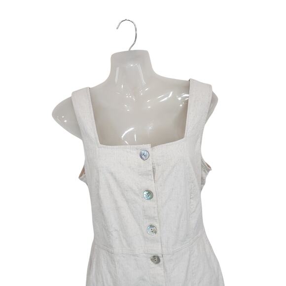 & Other Stories Square Neck Button Down Mini Dress Sleeveless Cream Size 10 - Picture 5 of 10